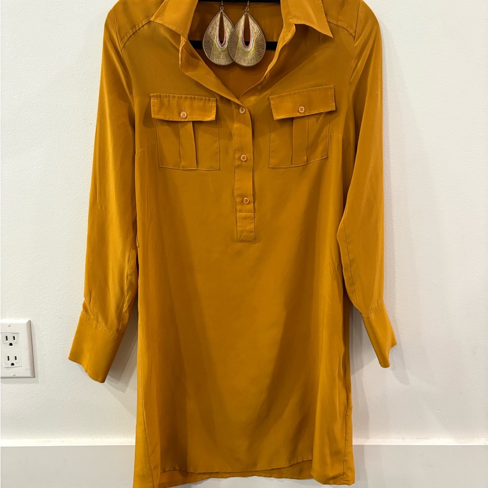 VINTAGE Gold 💯 SILK Shirt-Dress 🍁